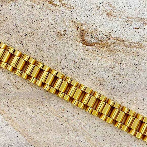 Gold Link Watch Band Bracelet Chain Link Unisex - Picture 5 of 11